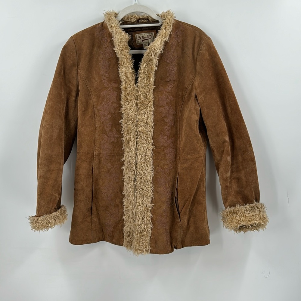 Vintage Suede Penny Lane Jacket with Faux Fur Trim